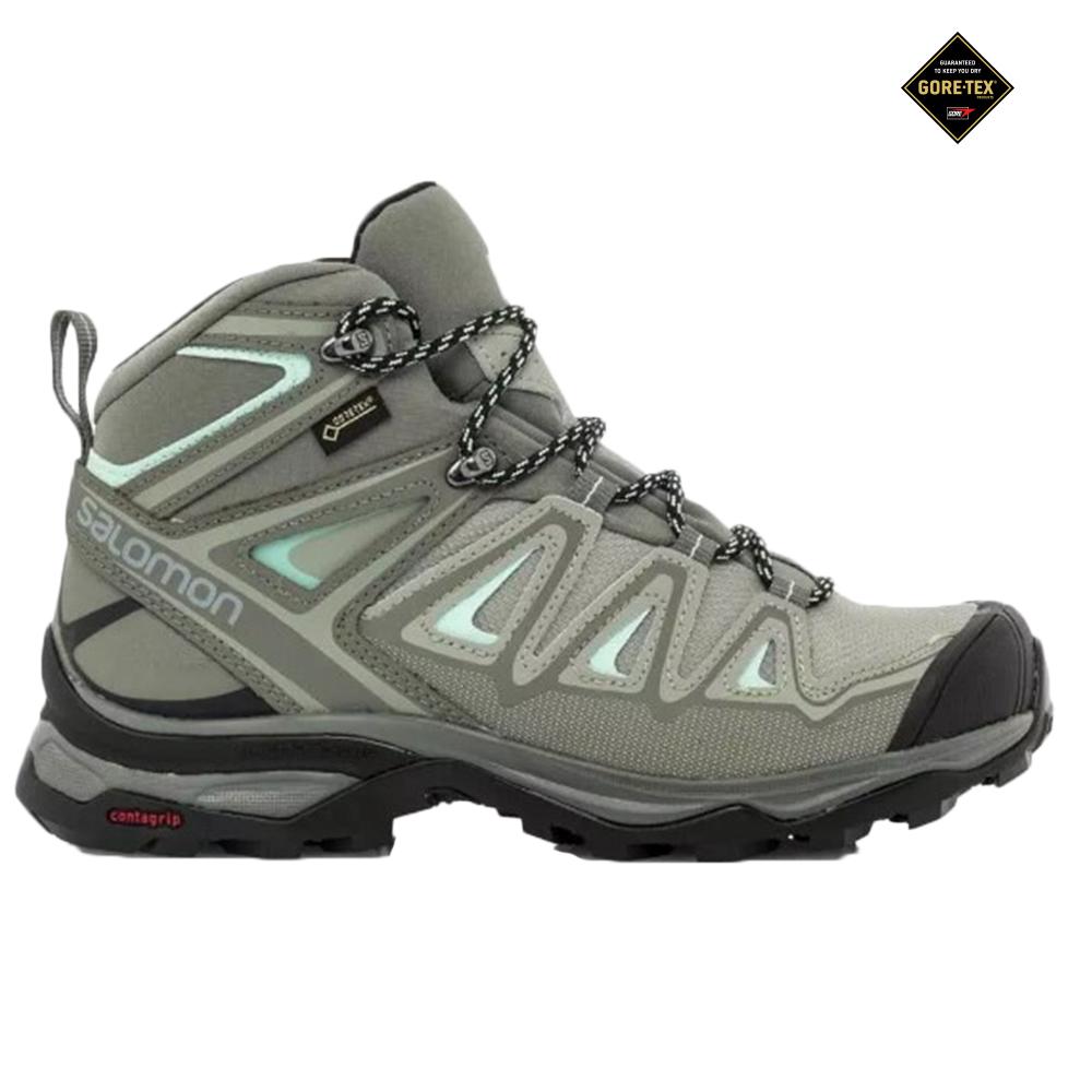 Salomon Singapore Womens Hiking Boots - X ULTRA MID 3 GTX W Grey | 20548-OJPW